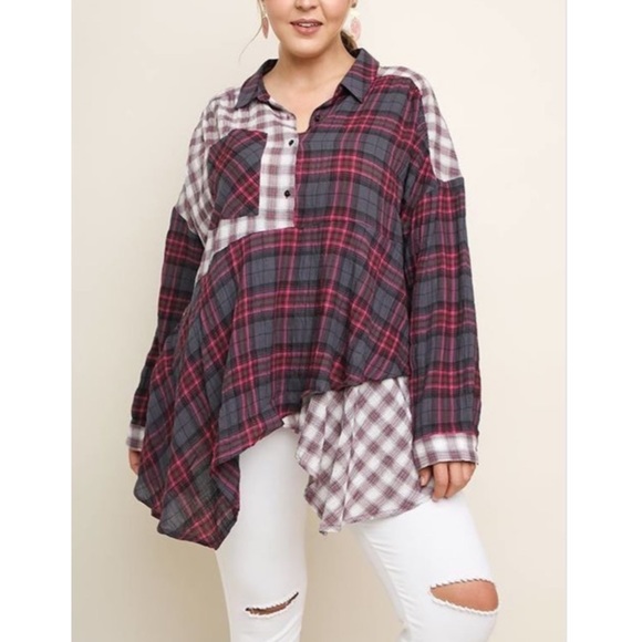 Wife of Eric Tops - Cotton Blend Multi-Media Asymmetrical Hem Tunic